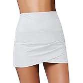 GRAPENT Women's High Waist Tulip Hem Shirring Swim Skirt Swimsuit Bikini Bottom