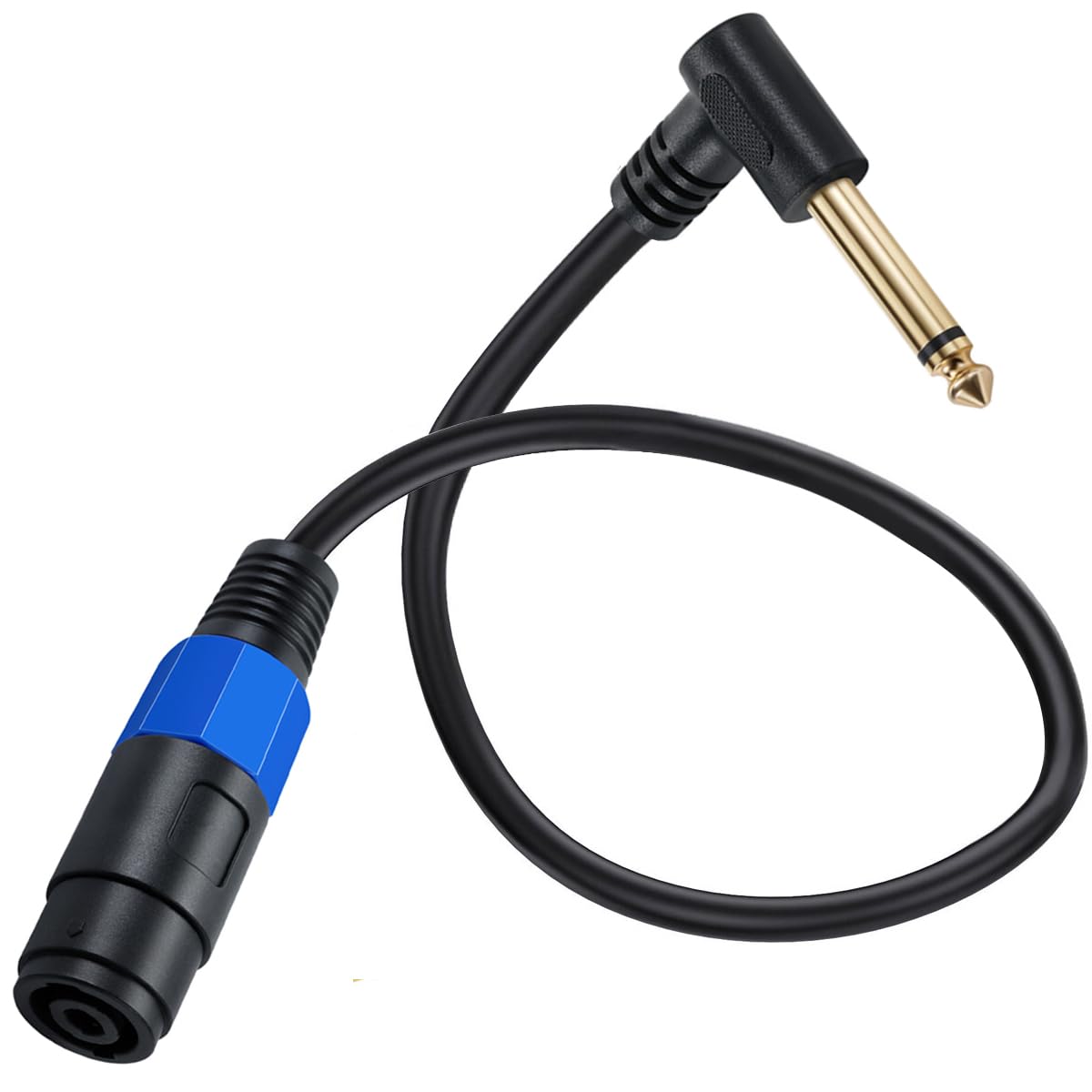 HTGuoji Speakon Female to 1/4" Male 90Degree TS Adapter Patch Speaker Cable, 6.35mm Male TS Plug Cord to Speakon Female Connector SPK Adapter Cables 50cm