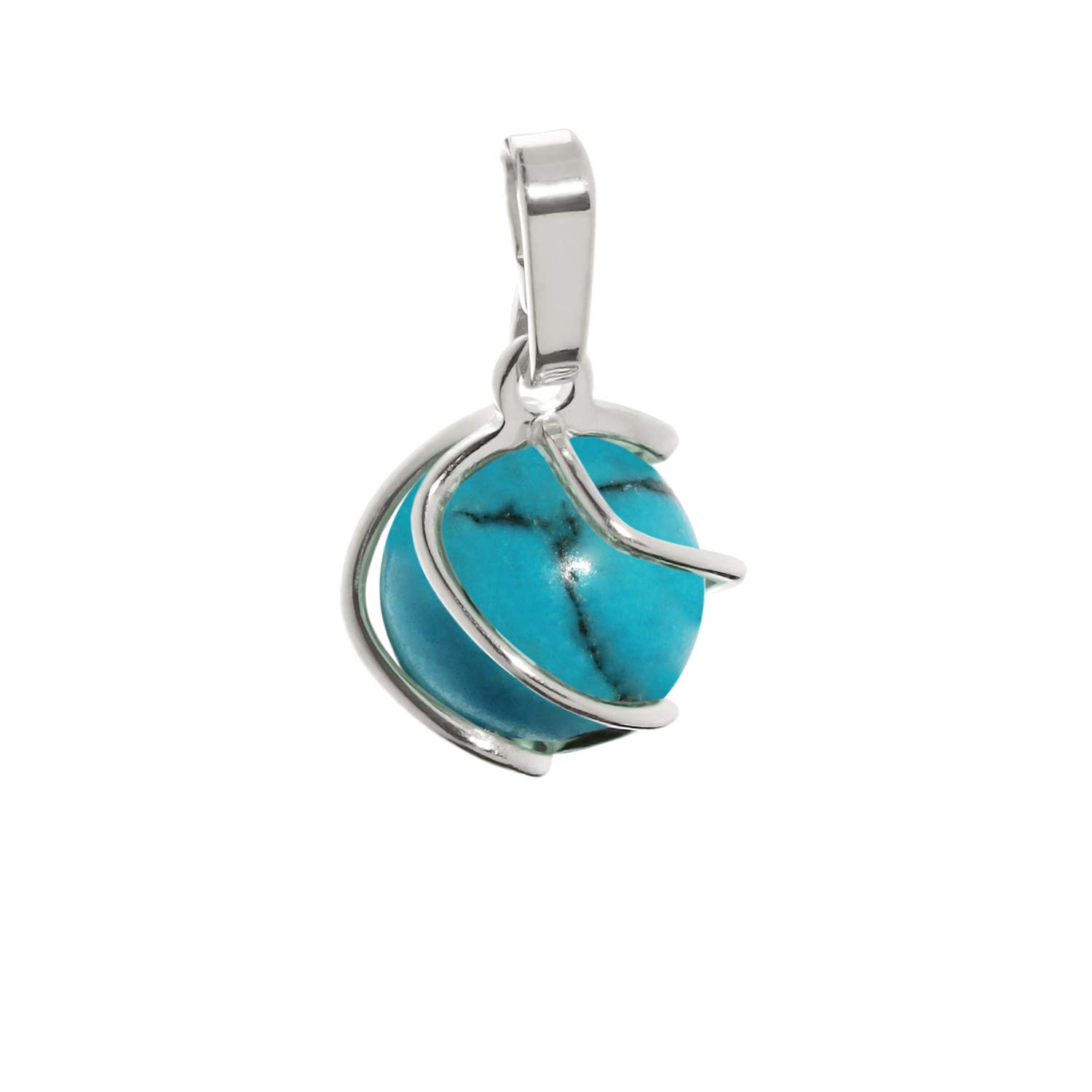 NKlaus sphere pendant 925 sterling silver turquoise light blue 9mm ladies 7879