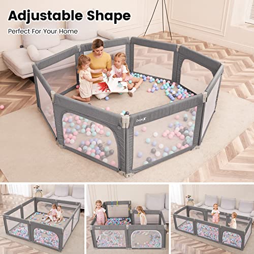 Foldable Playpen, Baby Playpen Collapsible with Zipper Gates