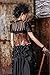 HaoLin Steampunk Retro Victorian Punk Cincher Lace up Long Ruffle Pencil Skirt Black