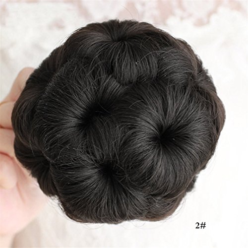 9 Hair Flowers Claw Curly Chignon Bride Hair Bun Accessories On Ponytail Hair Piece Synthetic Fiber Clip In Elastic Fake 2