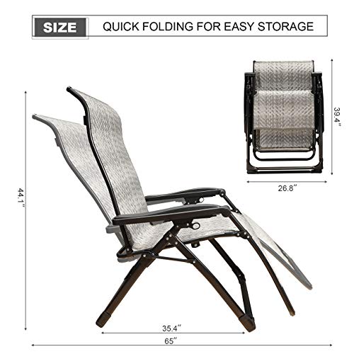 GOLDSUN Outdoor Wicker Zero Gravity Recliner Chair Adjustable Rattan