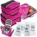 Travel Organizer Full Pack Set - Packing Cubes, Toiletry Bag, Shoes Bag, ZipBags (PINK)