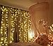 AMARS Curtain Lights 6.5ft x 6.5ft Warm White Backdrop LED Window Fairy String Lights Battery Operated with 8 Modes Remote Control Timer for Bedroom Wedding Party Christmas Indoor Outdoor