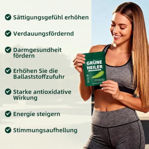 Green Detoxification Powder, 200 g Superfood Detoxification Powder Helper, Greens Powder with Spirulina, Barley Grass, Inulin, Turmeric, Vitamin D3, Rich in Vitamins, Minerals & Fibre for Energy