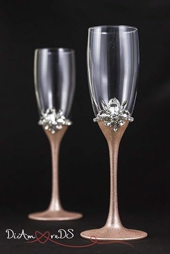 Amazon Com Rose Gold Wedding Glasses Personalized Champagne