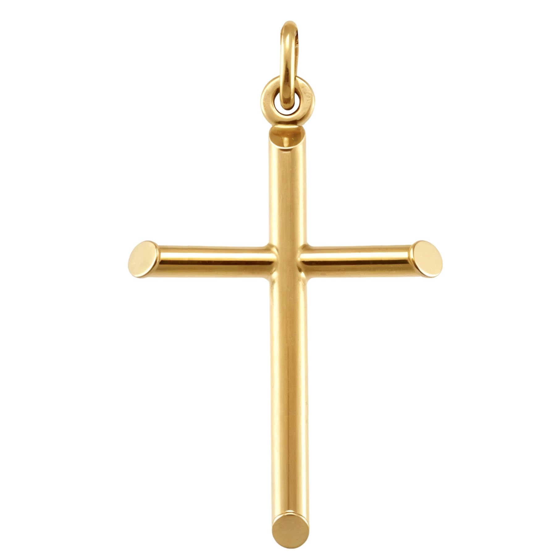 Alexander Castle Plain Solid 9ct Gold Cross Necklace Pendant for Women - Cross Charm with Jewellery Gift Box - PENDANT ONLY - 35mm x 22mm