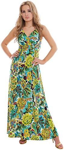 Ladies Maxi Dress Fresh Summer Turquoise Lime Yellow UK Design By MontyQ US 22/24