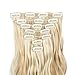 7Pcs/Set Clip in Hair Extensions 20Inch Long Wavy Heat Resistant Synthetic Hairpiece Gifts for Girl Lady Women (Bleach Blonde 27/613#)
