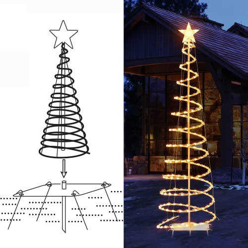 Spiral Outdoor Lighted Christmas Tree, 6 Feet 200 Lights Christmas Lights with 7 inch