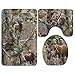 Real Tree Camo Deer Bear Soft Comfort Flannel Bathroom Mats,Anti-Skid Absorbent Toilet Seat Cover Bath Mat Lid Cover,3pcs/Set Rugs