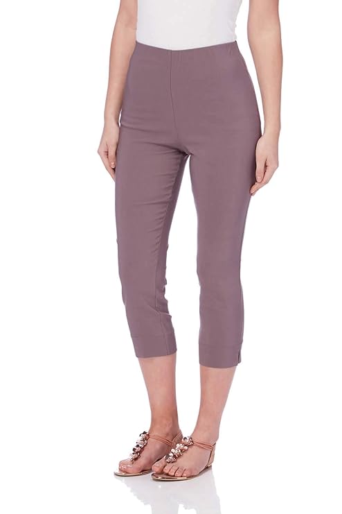 Roman Originals Damen Bengalin-Knöchelhose aus Stretch-Material - Damen mittellange Capri-Pull-on-Hosen - Sommer, Urlaub, tag