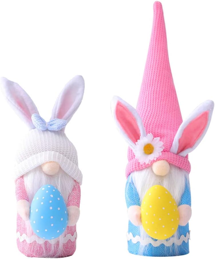 2 Peças Decorações de Boneca de Gnomos de Coelhinho da Páscoa