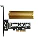 Dual M.2 SSD NVME (m Key) or SATA (b Key) to PCI-e 3.0 x 4 Host Controller Expansion Card with Low Profile Bracket and Heatsink for Desktop (Gold)