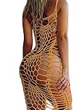 shermie Women's Vintage Crochet Lace Bikini Swimsuit Cover Ups Short Hollow Out Beach Dresses (M, Yellow)