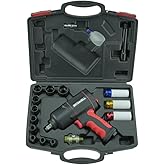 BESWELL® AKP-01N -1/2-Inch Air Impact Wrench-1180 Foot-Pounds Max Loosen Torque Output-Well Balanced Lightweight Includes 11Pieces CR-V SAE Impact Sockets & 3pcs Metric Deep Socket & Carrying Case