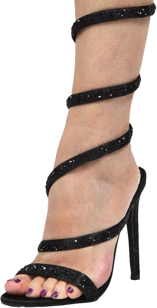 rhinestone spiral heels