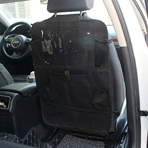 YIJINSHENG Car Backseat Organizer Kick Mats with Touch Screen 10" Tablet Holder & 8 Storage Pockets Back Seat Protector for Toys Book Bottle Drink Kids Baby Toddler Travel Accessories (2 Pack) - Thumbnail 6