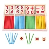 HugeStore Colorful Wooden Counting Sticks Rods with Box for Kids Toddlers Math Educational Learning Tools