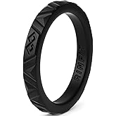 Rinfit Silicone Wedding Ring Sets - Soft, Stackable & Thin Silicone Rings for Her - Womens Rubber Wedding Rings