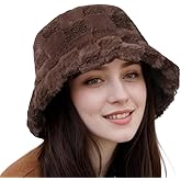 Fuzzy Bucket Hat for Women Winter Bucket Hat Sherpa Hat Faux Fur Bucket Hat Warm Plush Fisherman Fluffy Bucket Hat