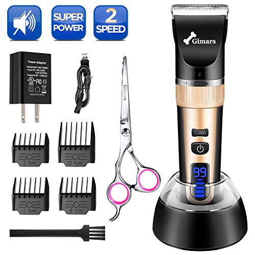 Gimars Cordless Dog Clippers, Newest 3.0 Motor Powerful Cutting