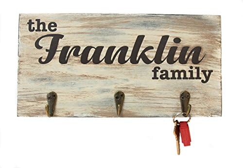 Personalized Last Name Wall Mounted Wooden Key Holder Made in the USA by PaisleyGroveCompany