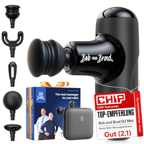 BOB AND BRAD Q2 Mini Massagepistole, Tiefengewebe Percussion Massagegerät mit 5 Aufsätzen & Koffer, Elektrische Massage Gun für Rücken & Beine, Ultra-Leise & Kl