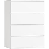 FOTOSOK White Dresser, 4 Drawer Dresser Small Chest of Drawers 23.6L x 15.7W x 31.5H in, Modern White Storage Cabinet with 4 