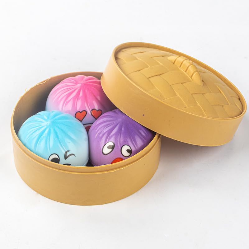 ORCHID M® 3 Pcs Sugar Glitter Dumpling Squishy,Bao Bun Squishy Dumling Mystery Box,Stress Relief Fidget Squeeze Toys for Boys Girls,Party Favors,Goodie Bags Fillers,Birthday Day Gifts（5*4）