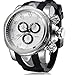 TOPCHANCES FLENT8033 Hollow-Out Gear Automatic Mechanical Watch Round Dial Stainless Steel Band for Men (White)