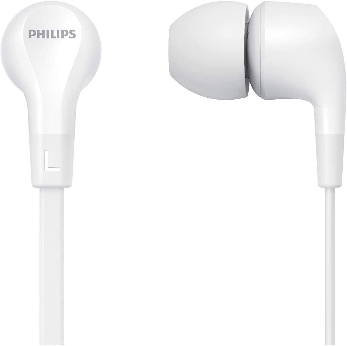 Philips In-Ear Headphones E1105WT/00 With In-Line Remote Control (8.6-Mm Neodymium Drivers, Powerful Bass, Clear Sound, Comfortable Fit) White