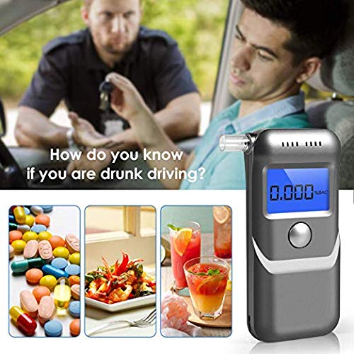 Breathalyzer, Portable Breath Alcohol Tester with LED Screen 3 Colors LCD Display and 5 Mouthpieces