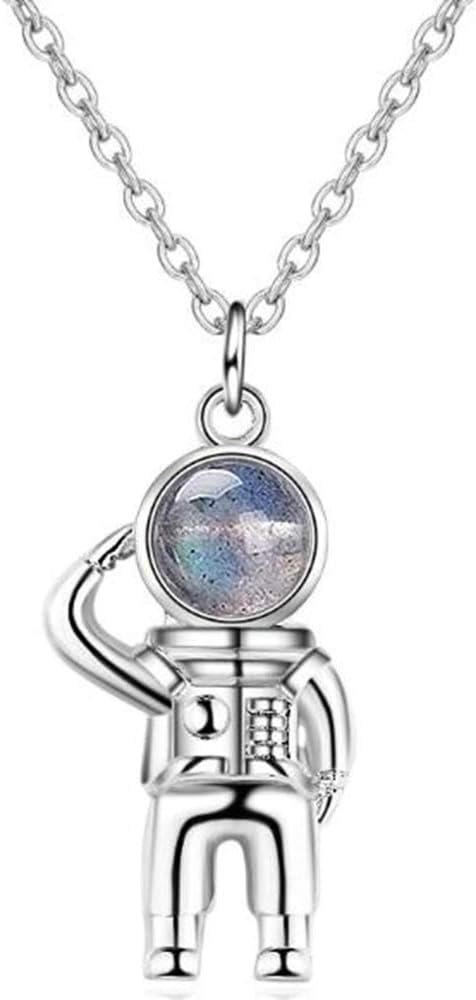 Jude JewelersAstronauts Spaceman Universe Earth Moonstone Pendant Women Men Girls Boys Necklace