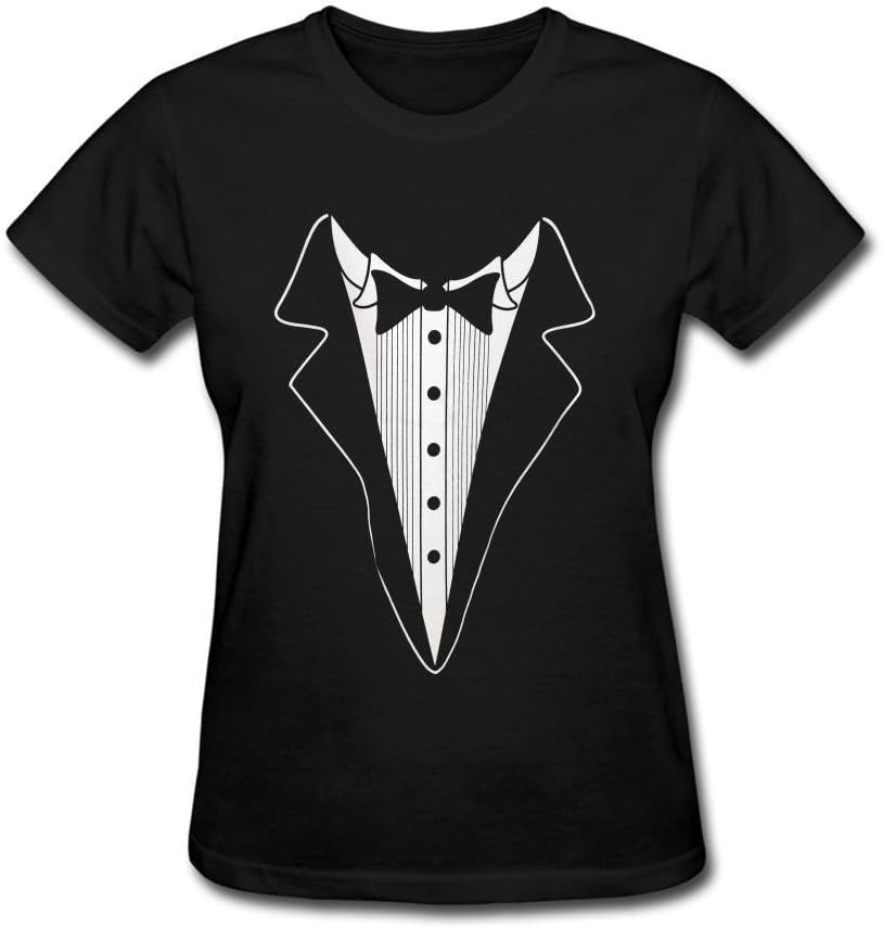 LJLForever Women's Fake Bow Tie Tuxedo Design T Shirt