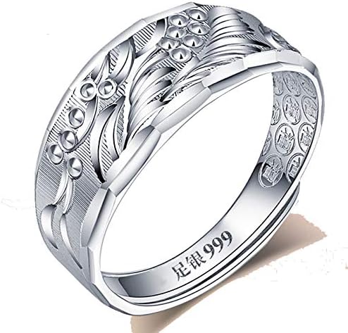 Amazon Rockyu 指輪 メンズ フリーサイズ リング シルバー999リング おしゃれ 龍彫り指輪 高級感ある 純銀製指輪 サイズ調節可能 結婚指輪 婚約 ファッション アクセサリー リング 通販