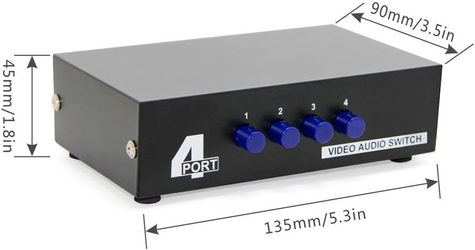 Panlong 4-Way AV Switch RCA Switcher 4 in 1 Out Composite Video L/R Audio Selector Box for DVD STB Game Consoles: Electronics