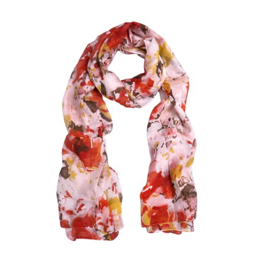 Elegant Watercolor Paint Floral Scarf, Red