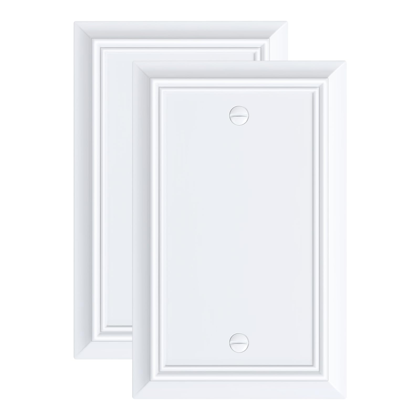 Photo 1 of 2-Pack Single Blank Wall Plate, Durable Natural Bamboo Fiber Wall Plate Cover,Pure White 1 Gang Wall Plate for Unused Outlets/Switches, Corrosion Resistant