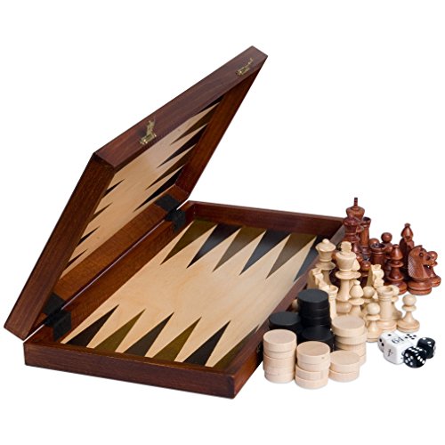 Senator European Chess, Checkers and Backgammon Set, 16 Inches