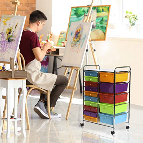 Seville Classics 15-Drawer Organizer Cart, Multicolor (Pearlized)
