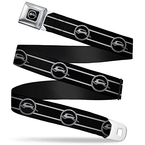 Buckle-Down Seatbelt Belt - 1962 Chevrolet Impala Deer Emblem/Stripe Black/Silver - 1.5" Wide - 24-38 Inches in Length - Thumbnail 6