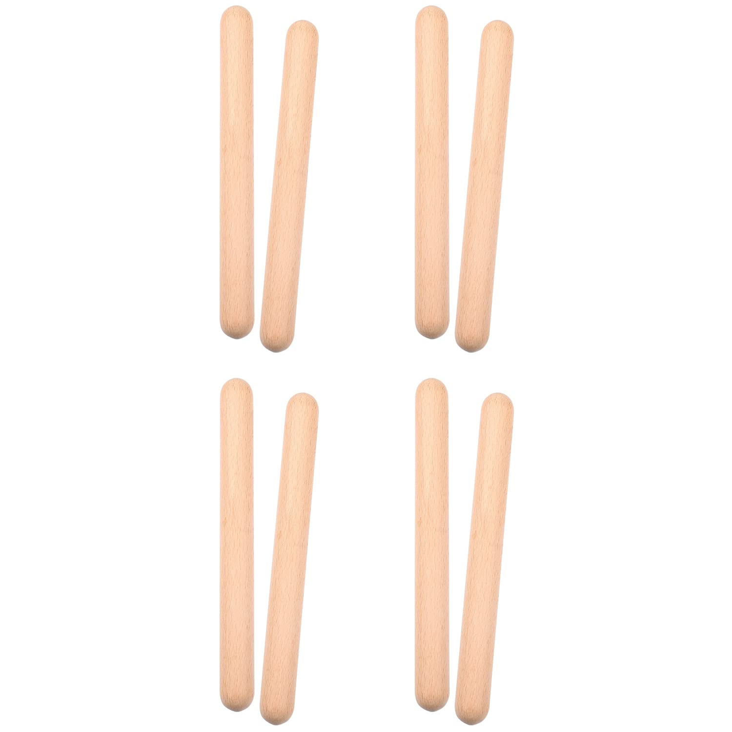 XNHIU 4 Pairs Music Percussion Sticks Wood Claves Musical Percussion Instrument Percussion Rhythm Sticks for Adults and Kids