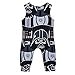 Freebily Infant Baby Boys Romper Sleeveless Printed Pattern Tops Jumpsuit Black 3-6 Months