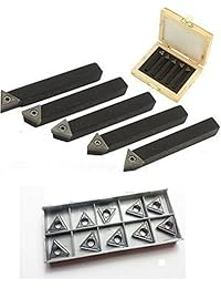 omex Mini con punta de carburo Torno Indexable Herramienta Set 8 mm (5 16")   5 piezas   10 insertos