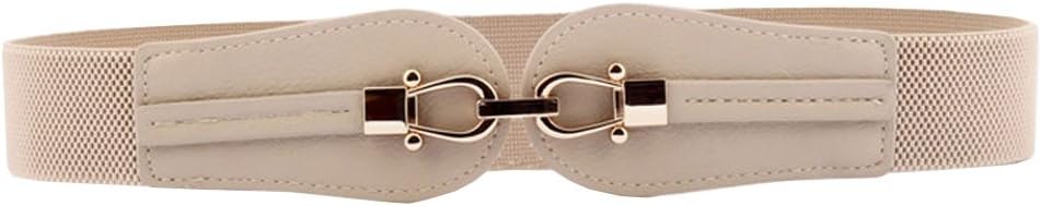 Aecibzo Women's Fashion Wide Buckle Elastic Stretch Waist Belt Waistband
