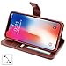 AMOVO Case for iPhone Xs/iPhone X (5.8’’) [2 in 1] iPhone Xs Wallet Case [Detachable Folio] [Vegan Leather] [Wrist Strap] iPhone X Flip Case with Gift Box Package (X/XS (5.8'') Brown)