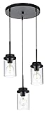 MELUCEE 3-Light Farmhouse Black Pendant Lights