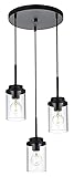 MELUCEE 3-Light Farmhouse Black Pendant Lights